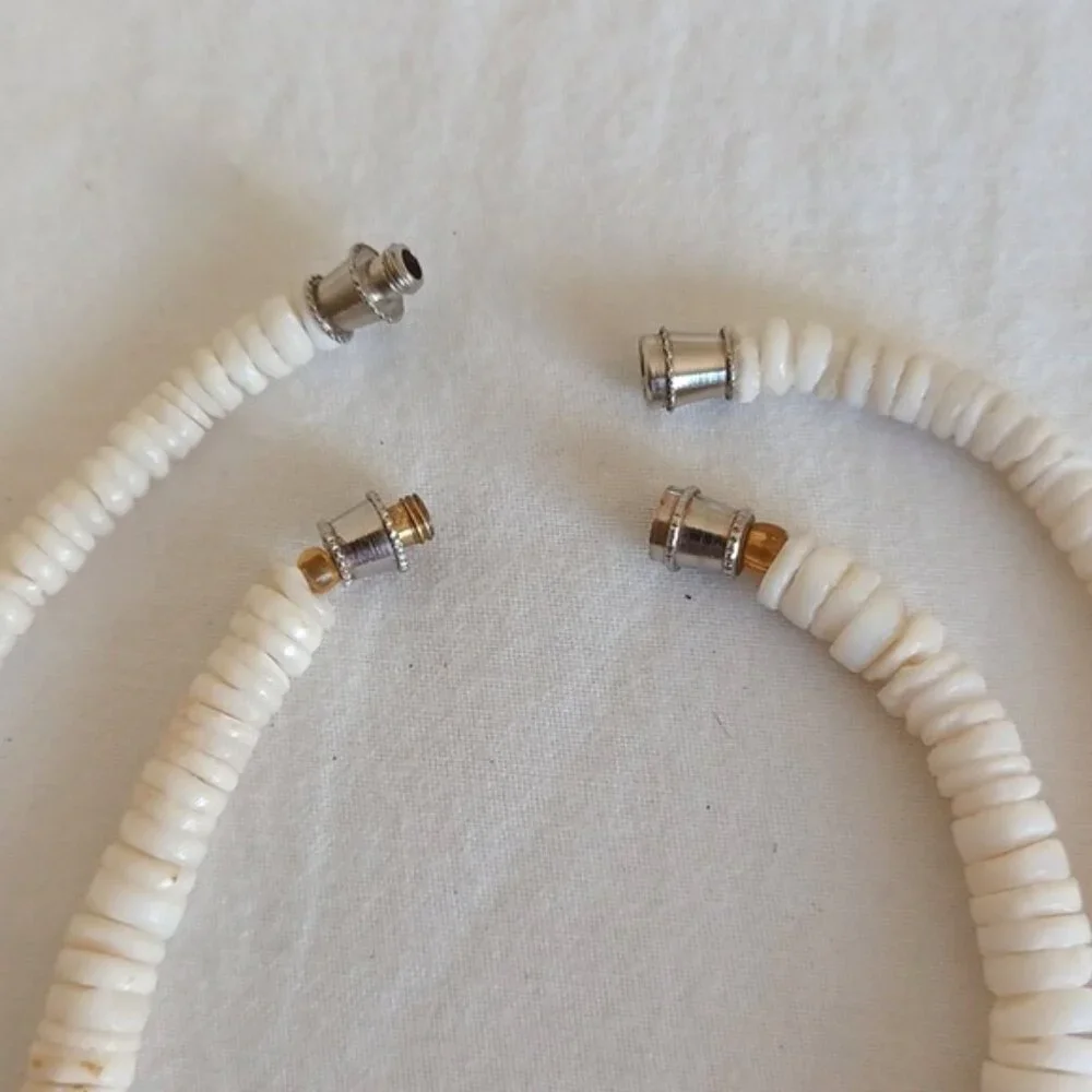 2 PIECE SET Vintage White Puca Shell Necklace & Bracelet for Men or Women Unisex